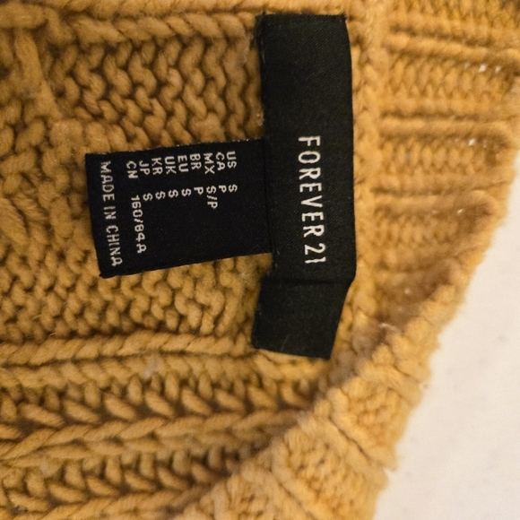 Forever 21 Chunky Cableknit Oversized Sweater SMALL Mustard Gold Yellow - Picture 5 of 5
